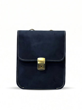 Leather Cross Body Bag Nubuck Black